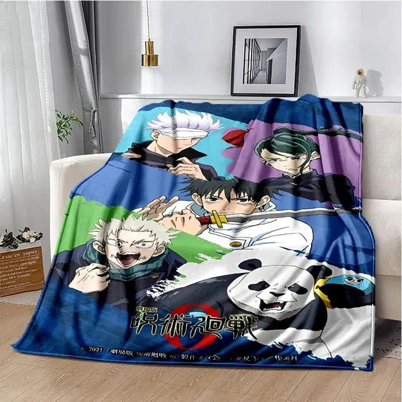 Cartoon Anime Jujutsu Kaisen Throws Blanket Super Soft Featuring Yuji,Megumi,obara and Satoru Gojo Blanket for Travel Beding Bed - View 28