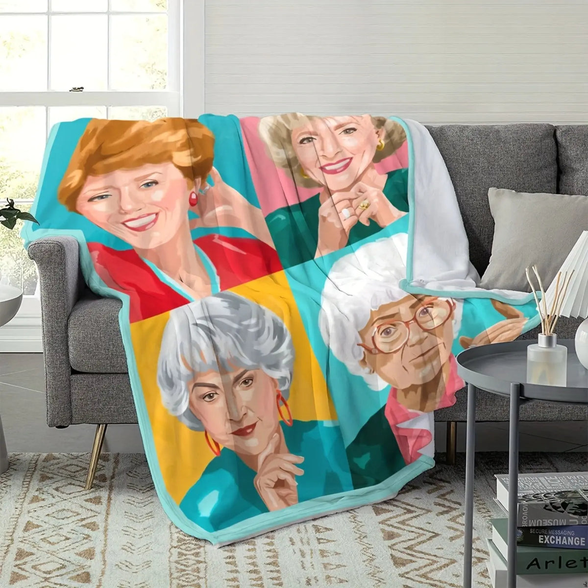 Girls Golden Classic TV Show Themed Blanket - Iconic 4 Characters Design Soft All-Season Bedspread Car Couch Flannel Throw Gift for Fans, Women & Men - View 3