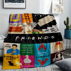 Friends TV Show Flannel Fabric Blanket - Soft, Warm, Fuzzy, Lightweight, Wrinkle Resistant, Anti-Pilling Throw with "You're My Lobster", Smelly Cat, Pivot Quotes & Central Perk Prints, 90s Sitcom Aesthetic, Indoor/Outdoor, Sofa Use, Best Friend Gift, Mult - View 2