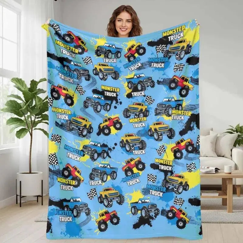 Soft Funny Throw Blanket M-Monster Jam Flannel Blanket - Soft and comfortable, with fashionable print design, suitable for daily use and gift giving (birthdays, Christmas, Thanksgiving) B-4 - View 22