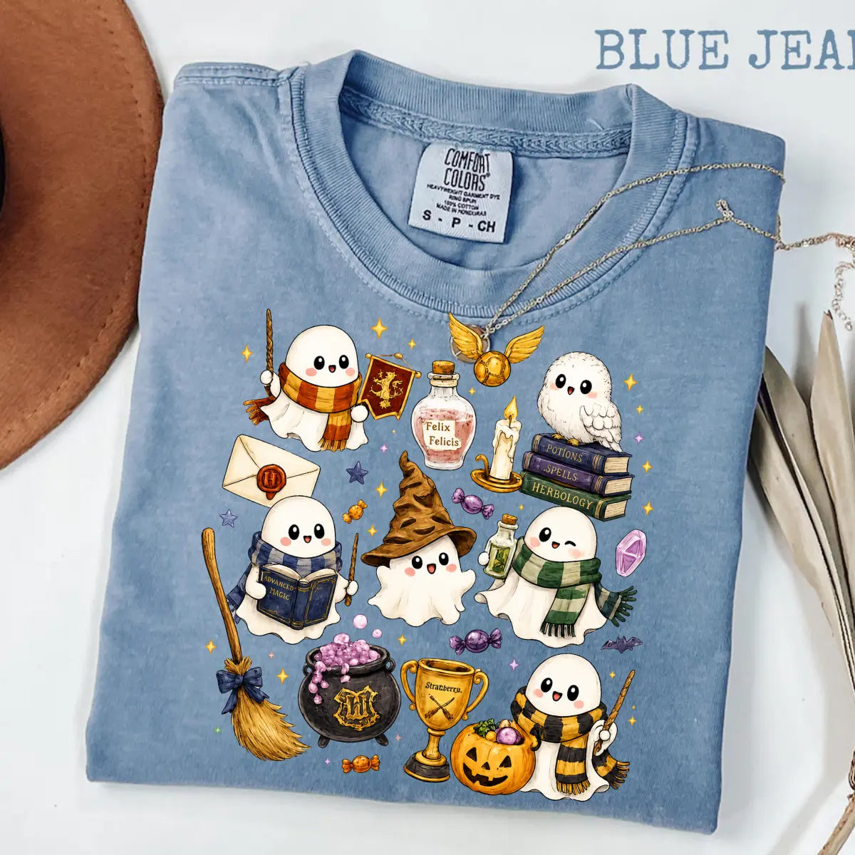 Comfort Colors Wizard Ghost Halloween Graphic Tee