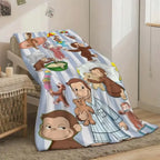 Classic Curious George Cartoon Character Throw Blanket - Breathable, Soft Cozy All-Seasons Bedding for Children, Kids Bedroom Decor, Couch Sofa Birthday Gift, Wrinkle Resistant - View 3