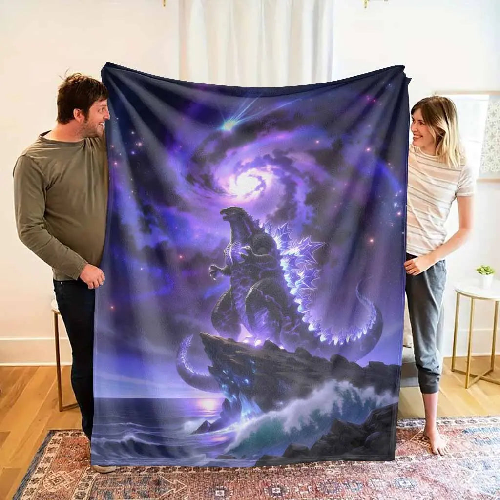 Galaxy Cosmic Dragon Antipilling Flannel Throwblanket - Nebula Sky & Ocean Cliff Fantasy Print, Ultra Soft, Warm, Breathable, Lightweight, Wrinkle Resistant, Ideal for Bedroom Decor, Holiday Gift, Fits Most Beds and Sofas (TikTok Shop Spring Glowup), Soft - View 2
