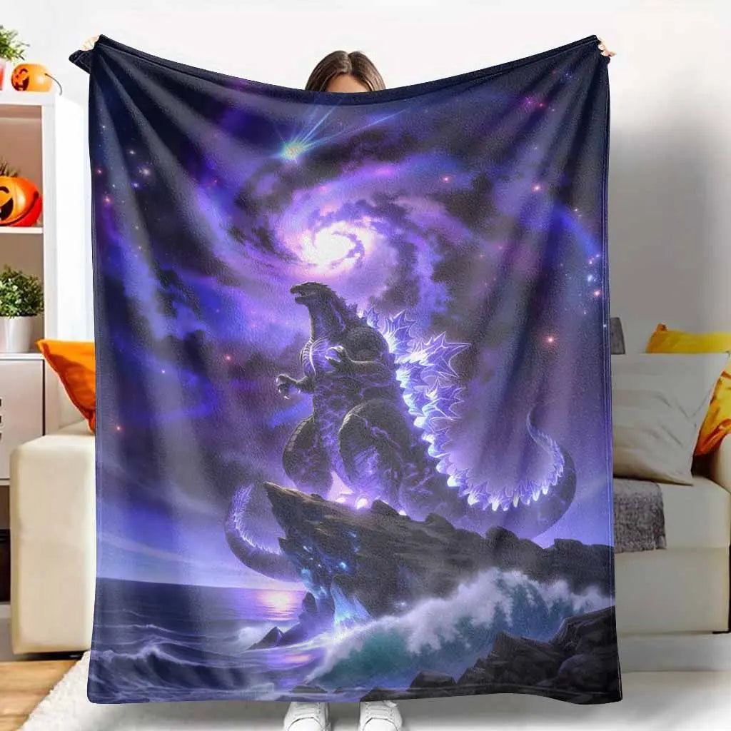Galaxy Cosmic Dragon Antipilling Flannel Throwblanket - Nebula Sky & Ocean Cliff Fantasy Print, Ultra Soft, Warm, Breathable, Lightweight, Wrinkle Resistant, Ideal for Bedroom Decor, Holiday Gift, Fits Most Beds and Sofas (TikTok Shop Spring Glowup), Soft - View 1