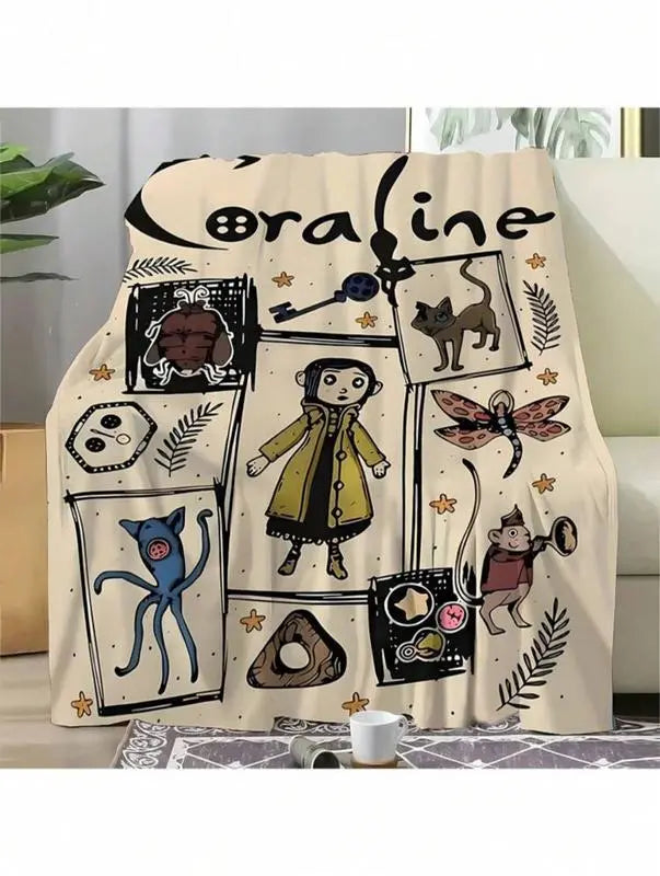 Coraline Cartoon Throw Blanket, Gothic Fantasy Girl Black Cat Soft Cozy Plush Bed Blanket, Lightweight Warm Blankets for Kids Bedroom Decor, Couch Sofa Living Room, Birthday Gifts for Fans - View 1