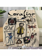 Coraline Cartoon Throw Blanket, Gothic Fantasy Girl Black Cat Soft Cozy Plush Bed Blanket, Lightweight Warm Blankets for Kids Bedroom Decor, Couch Sofa Living Room, Birthday Gifts for Fans - View 1