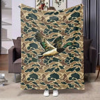 Vintage Mallard Duck Camo Flannel Throw Blanket - Retro Look Animal Graphic Throw Blankets, Cozy Warm Wrinkle Resistant Decor, for Camping & Hunting Cabin Cozy Setup, Vintage Home Decor#OutdoorVibeDecor - View 9