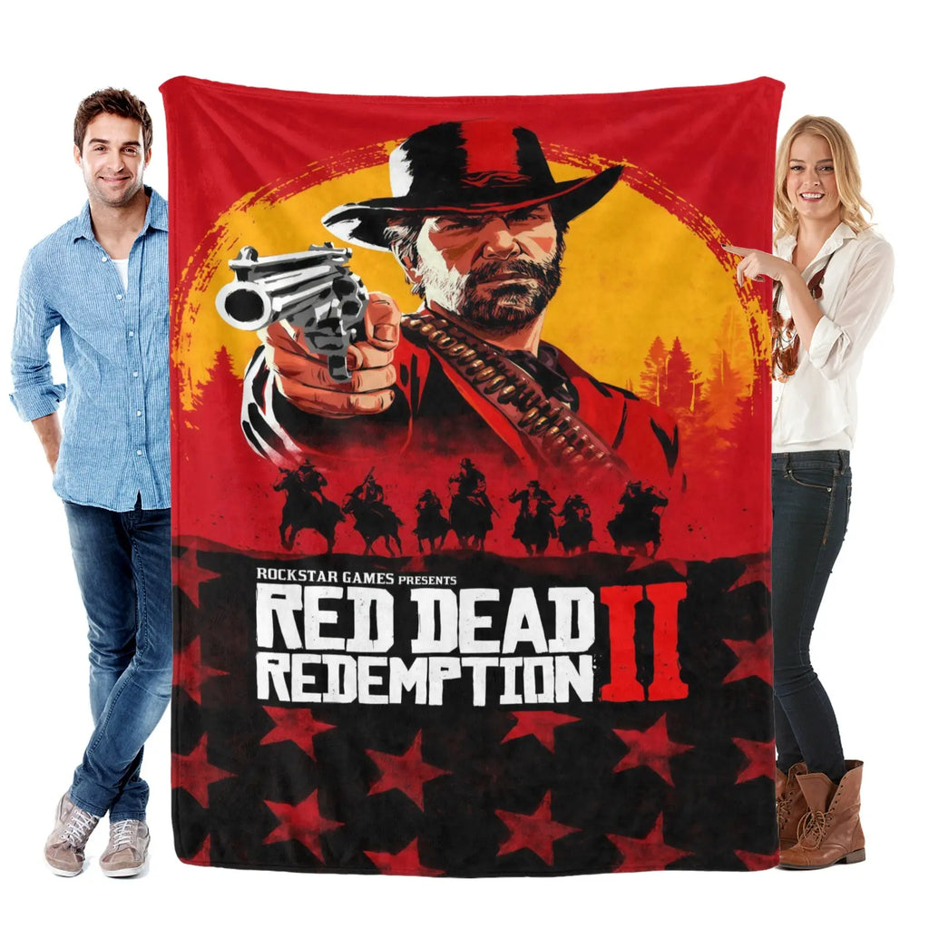 Red Dead Redemption John Marston Flannel Blanket - Premium Flannel Material Game Series Cowboy Characters Throw for Home Bedspread Decoration Mother's Day Valentine's Day Birthday Christmas Gift - View 1