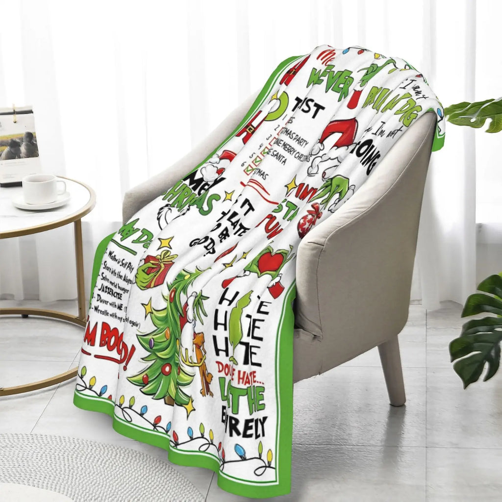 Funny Merry Christmas Flannel Throw Blanket, Funny Xmas Tree Birthday Gifts for Kids Men Women, Winter Holiday Soft Blankets for Bedding Sofa Home Decor Gift Idea - View 1