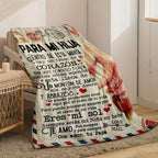 A Spanish letter: papa gives a blanket to his daughter, papa & mama give Birthday gift for son & daughter. A soft and comfortable flannel blanket, perfect for various occasions, a Valentine's Day gift.Easter Gifts for Kids - View 4