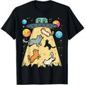 100% Premium Cotton graphic tees Alien Abduction Cats UFO Flying Saucer Space Women Girls Kid T-Shirt