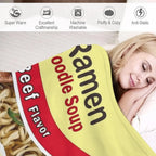 JOOCAR Instant Ramen Noodle Soup Beef Flavor Throw Blanket Fuzzy Plush Fleece Funny Food Blankets Soft Cozy Microfiber Flannel Travel Blanket for Couch Bed All Season Home Decor - View 4
