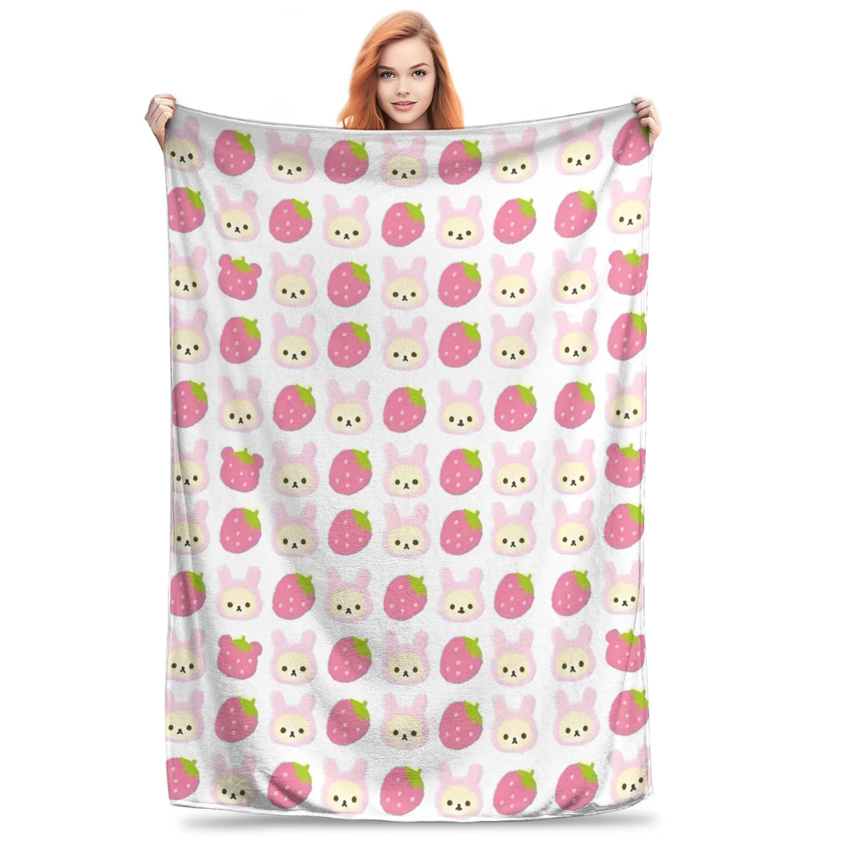 Kawaii Rilakkuma Knitted Flannel Throw Blanket - Figure Print Bed Accessories, Cutecore Stuff, Cozy Girly Room Stuff, Teen Room Decor, Soft Warm Summer AC Use, Home Goods Gift for Girls - View 20