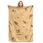 Kawaii Rilakkuma Knitted Flannel Throw Blanket - Figure Print Bed Accessories, Cutecore Stuff, Cozy Girly Room Stuff, Teen Room Decor, Soft Warm Summer AC Use, Home Goods Gift for Girls - View 11