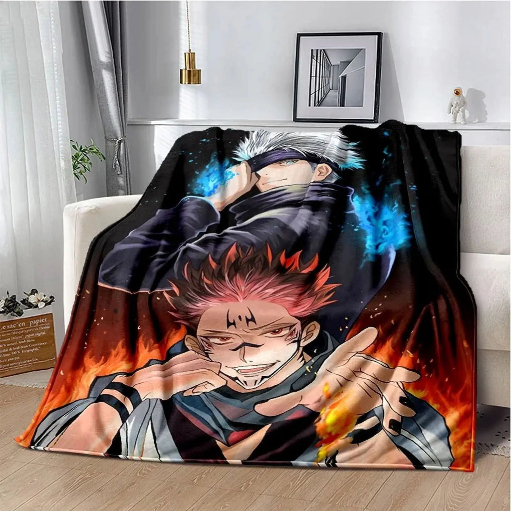 Cartoon Anime Jujutsu Kaisen Throws Blanket Super Soft Featuring Yuji,Megumi,obara and Satoru Gojo Blanket for Travel Beding Bed - View 17