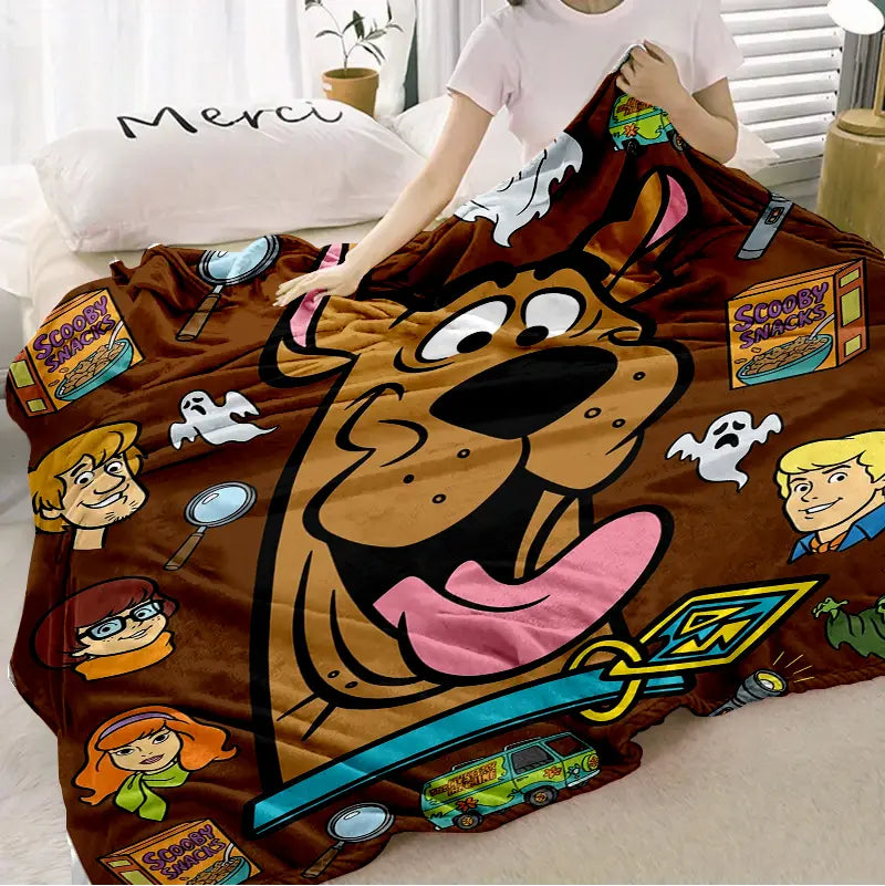 Flash Sale! Scooby-Doo Character-Inspired Flannel Throw Blanket - Soft Warm Material, Bold Spooky Mysterious Robots Ghosts Snacks Prints, Flash Sale Home Items, Room Decor, House Decor, Ideal for Fans - View 7