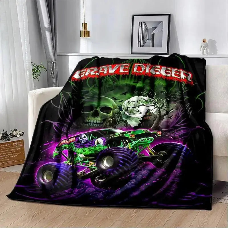 Soft Funny Throw Blanket M-Monster Jam Flannel Blanket - Soft and comfortable, with fashionable print design, suitable for daily use and gift giving (birthdays, Christmas, Thanksgiving) B-4 - View 11