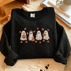 Embroidered Spooky Fall Sweatshirt, Vintage Halloween Pumpkin Spooky Season Sweater, Ghost And Pumpkin T-shirt, Halloween Gifts - View 1