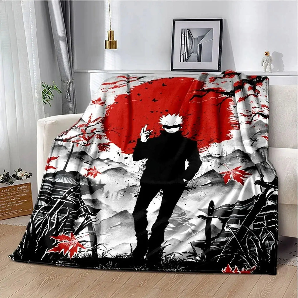 Cartoon Anime Jujutsu Kaisen Throws Blanket Super Soft Featuring Yuji,Megumi,obara and Satoru Gojo Blanket for Travel Beding Bed - View 9