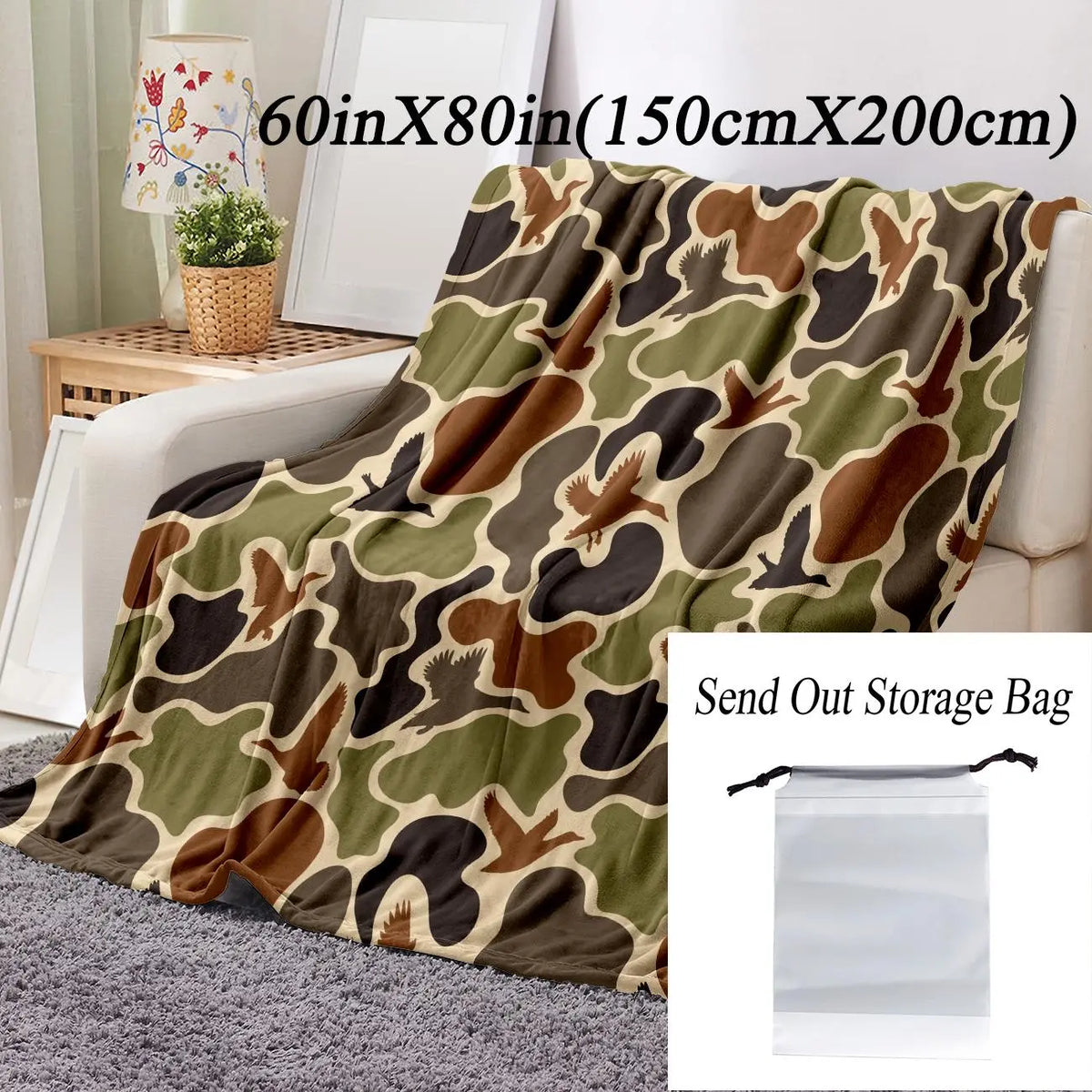 Camouflage Pattern Flannel Blanket, 1 Count Soft Comfortable Warm Napping Throw Blanket, Cool Bedroom Bedding Blankets for Home Office Travel Camping - View 5
