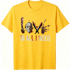 Women's Halloween Squad T-Shirt - Short-Sleeve Casual Horror Movie Graphic Top, Halloween Shirts for Women, "Love is All I Need" Novelty Scary Tee Crewneck Womenswear