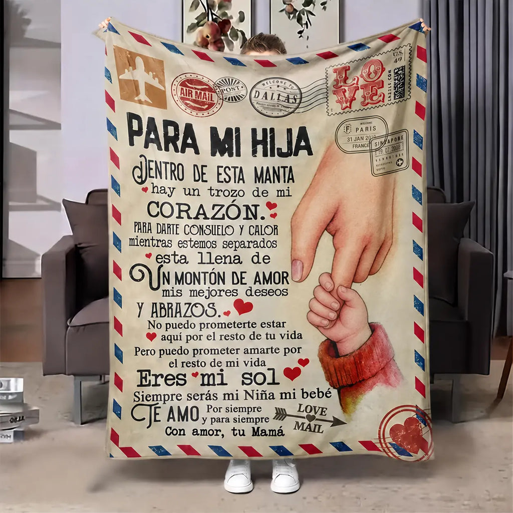 A Spanish letter: papa gives a blanket to his daughter, papa & mama give Birthday gift for son & daughter. A soft and comfortable flannel blanket, perfect for various occasions, a Valentine's Day gift.Easter Gifts for Kids - View 10