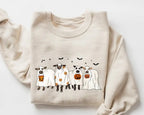 Ghost Cows Halloween Crewneck - Sweatshirt - Hoodie, Gildan Sweatshirt, Full Color, For Men, For Women, Casual, Classic Fashion, Full Sizes, Tee Print Womenswear Tops - View 3