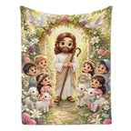 Jesus Cartoon Lamb Blanket - Soft Flannel Throw, Warm Cozy Lightweight Blanket for Sofa, Bed, Travel, Office, Birthday & Holiday Gift - View 6