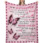 Mama&Papa Inspirational Blanket for Daughters&Son-the perfect graduation gift, birthday present, back-to-school gift, or Christmas present. Features pink butterfly embellishments and makes a lovely addition to your daughter’s bedroom. - View 32