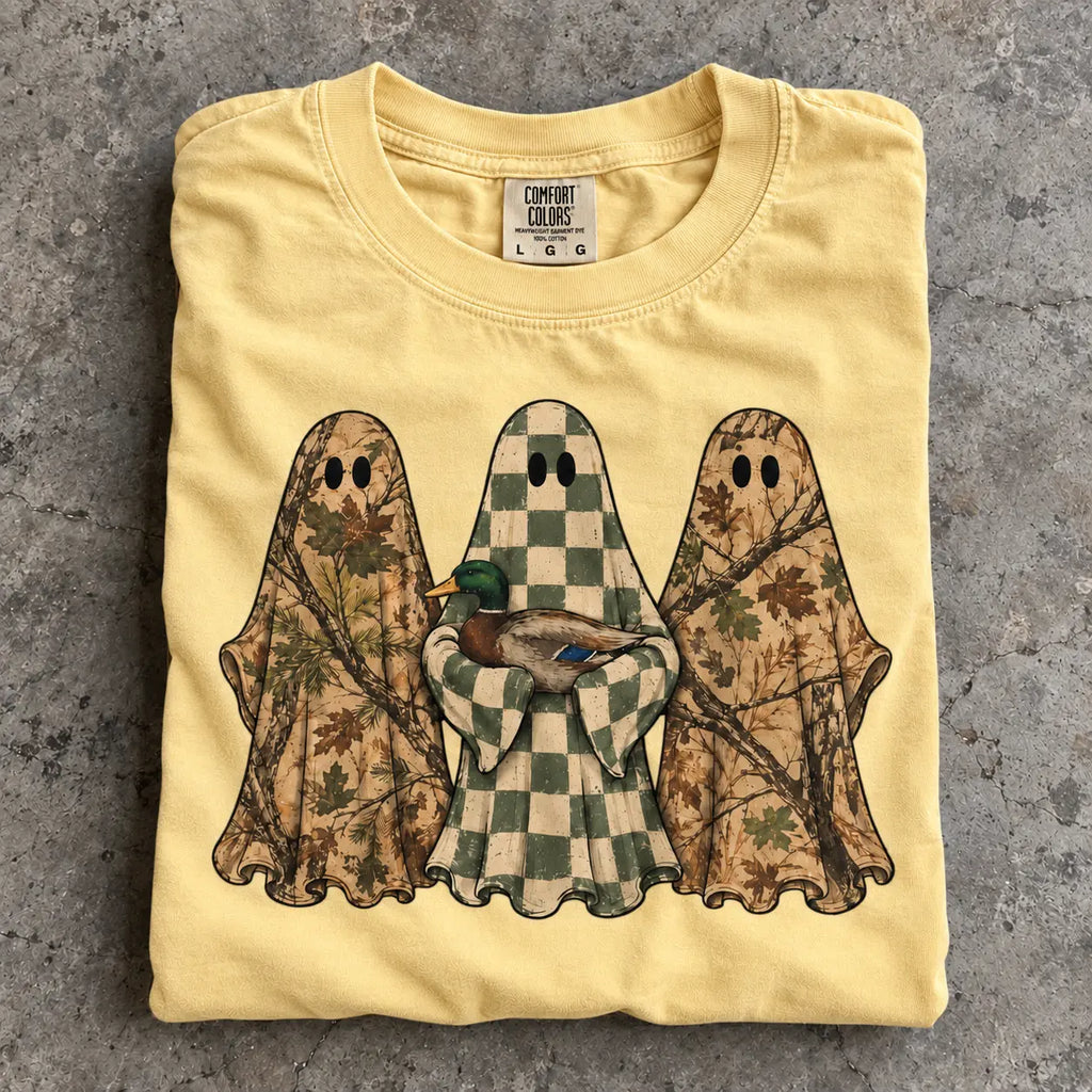 Hunting Season Ghosts Comfort Colors Camo Mallard Tee