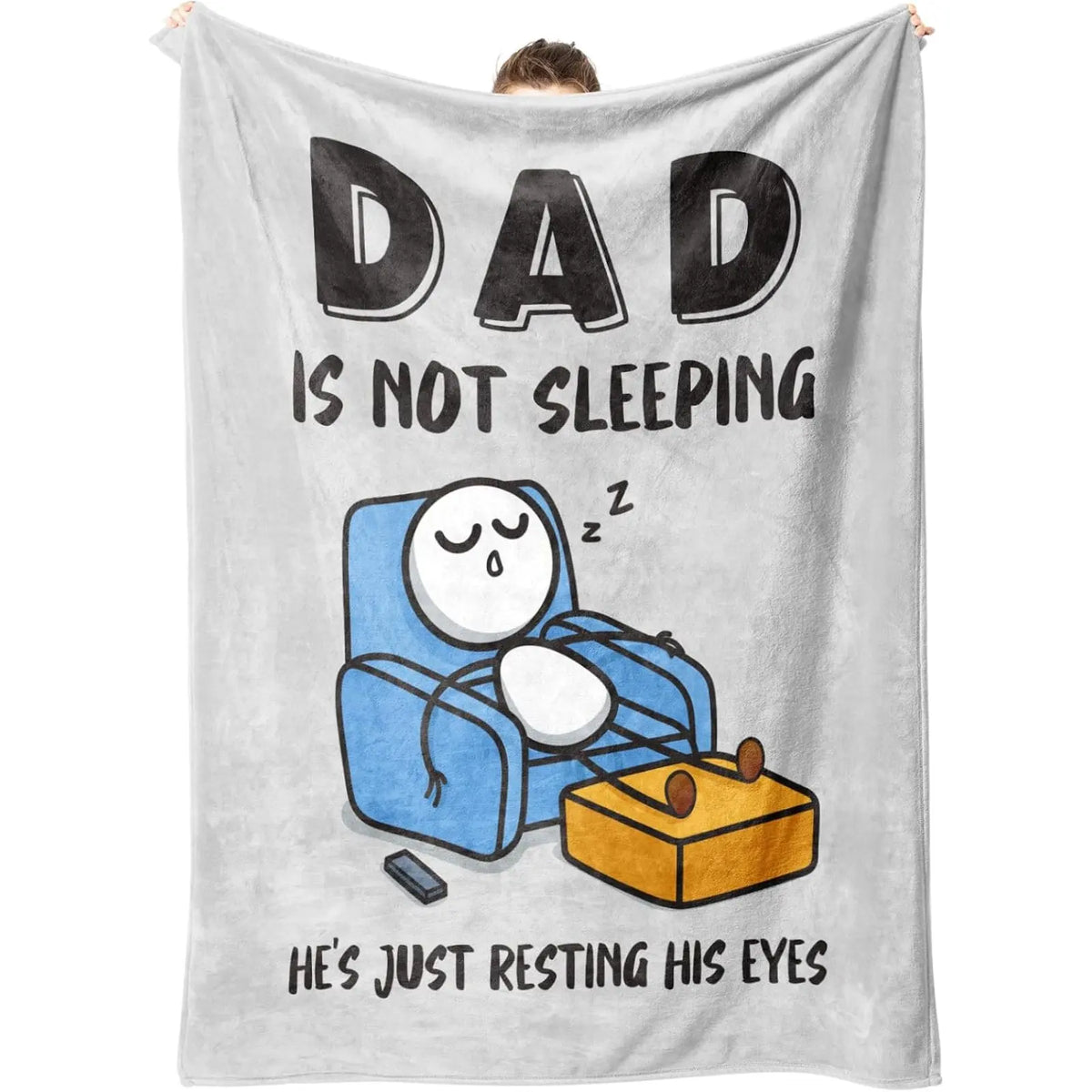 【Father's Day】Funny Birthday Gift for Dad Husband, Dad Is Not Sleeping Flannel Blanket, Fathers Day Dads Gifts From Daughter Son, Super Soft Throws Blanket for Couch and Napping - View 1