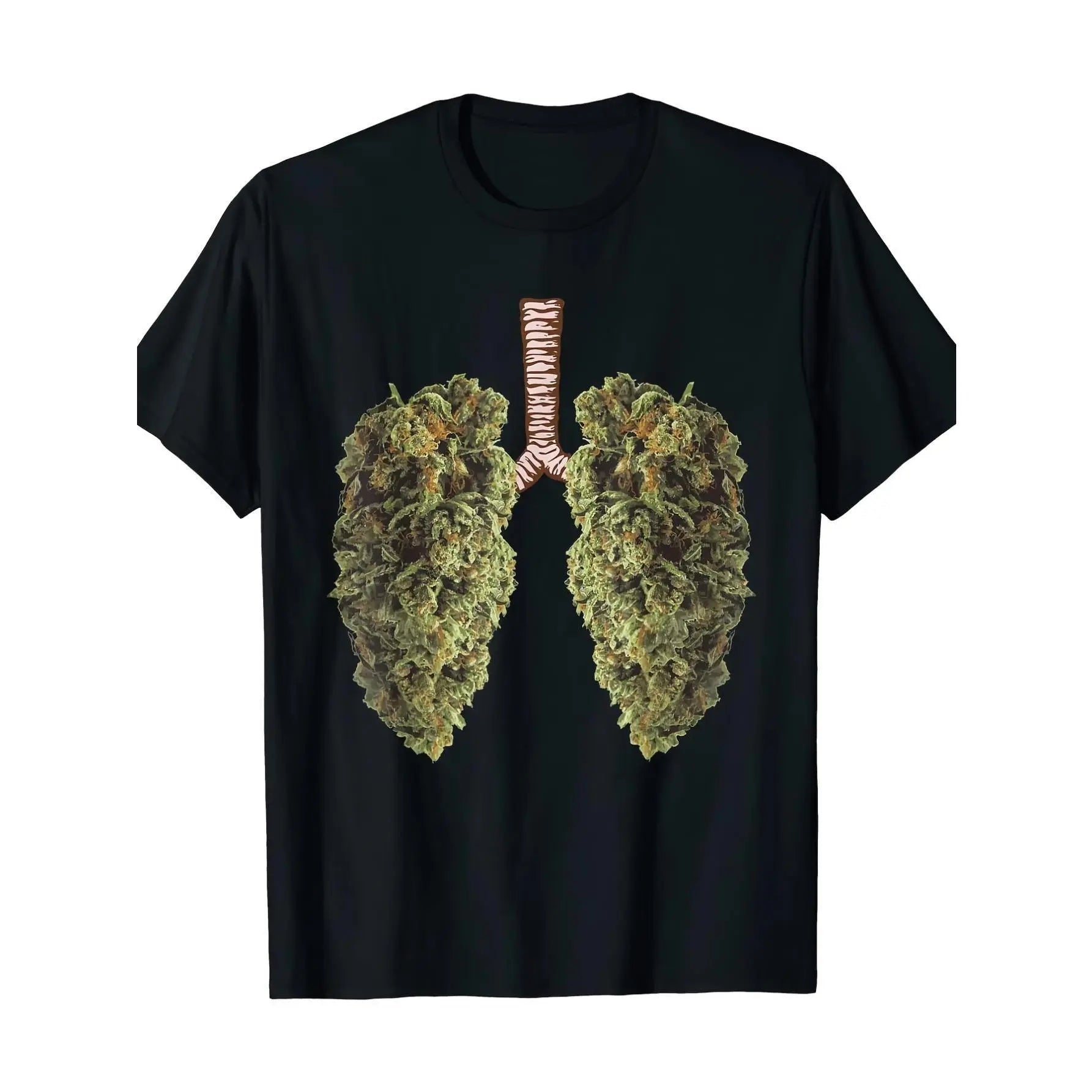 Men's Cotton Graphic Tee - Fun Weed Lung Print
