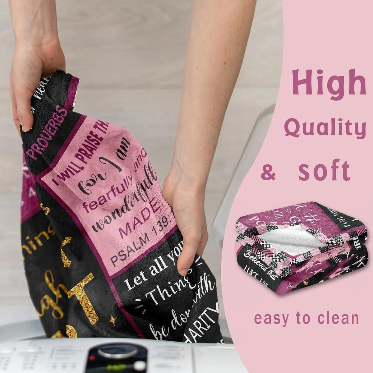 [Summer Sale Deals] Christian Bible Verse Blanket for Women Men, Inspirational Religious Gift for Him Her, 100% Polyester Flannel Blanket, One-Sided Print - View 5