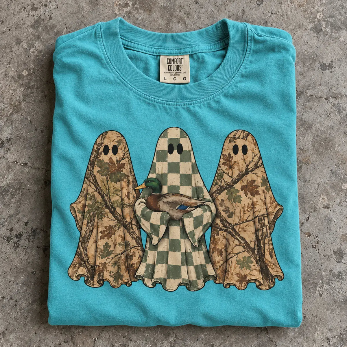 Hunting Season Ghosts Comfort Colors Camo Mallard Tee