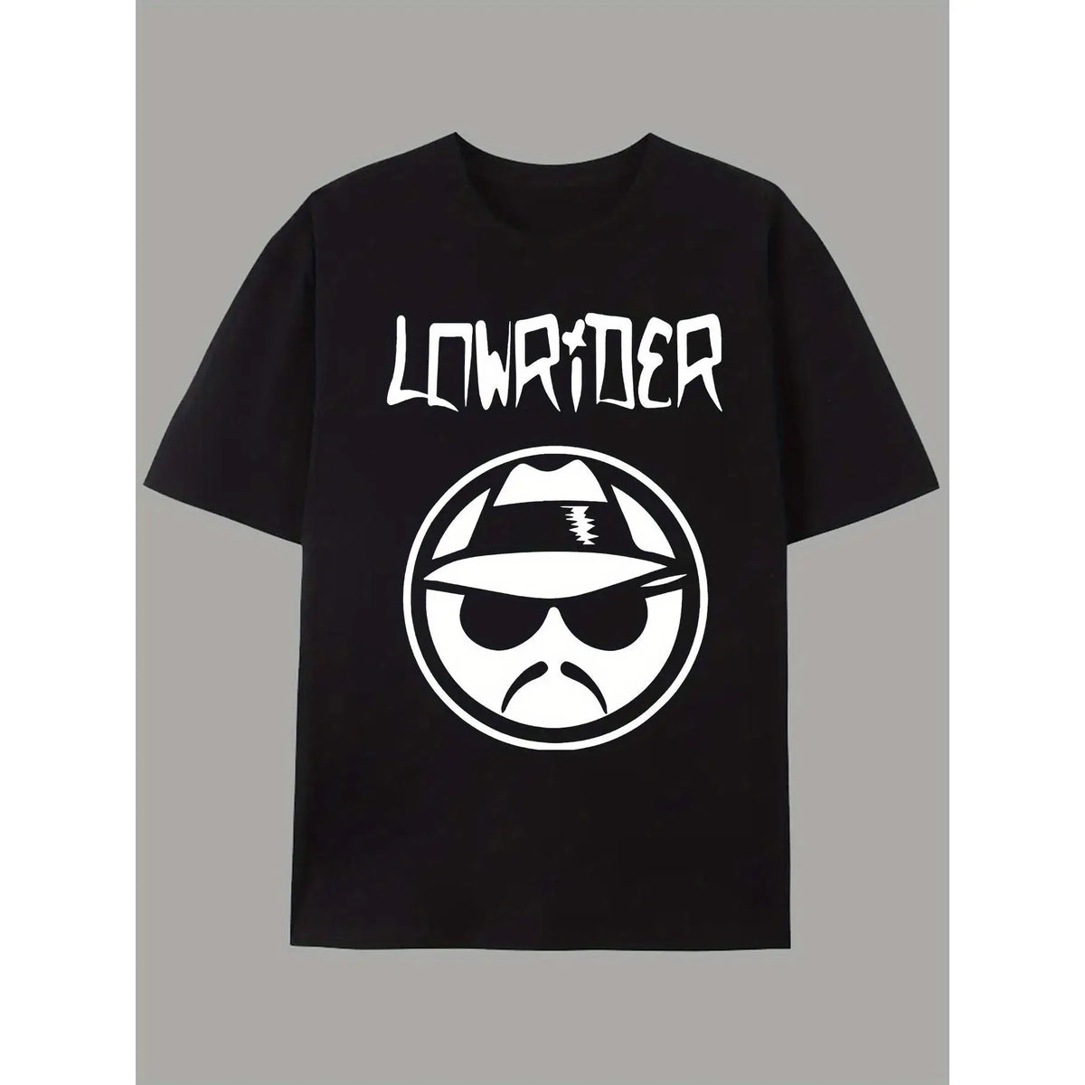 Men's Casual Graphic Tee - LOWRIDER Print, White