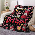 Dr Pepper Character-Themed Flannel Lap Fleece Throw Blanket, Pink Bow Heart Art Print, Cozy Setup for Sofa Bed Travel, Gifts for Women Gf Gift Feel Cosy Home Decor for Soda Enthusiasts Girls - View 2
