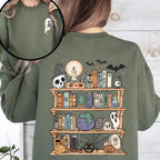 Reading Ghost, Halloween, Library, Spooky, Front and Back, Teacher, Boo, Cute Sweatshirt - View 4