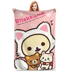 Kawaii Rilakkuma Knitted Flannel Throw Blanket - Figure Print Bed Accessories, Cutecore Stuff, Cozy Girly Room Stuff, Teen Room Decor, Soft Warm Summer AC Use, Home Goods Gift for Girls - View 21