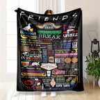 Friends Inspired Flannel Fabric Throw Blanket - Central Perk Quotes Print, Colorful Iconic Design, Wrinkle Resistant, Anti-Pilling - Fits Sofa, Bed, or Car, Soft Cozy for Home & Office, Ideal Gift & Home Decor, Indoor/Outdoor - View 1