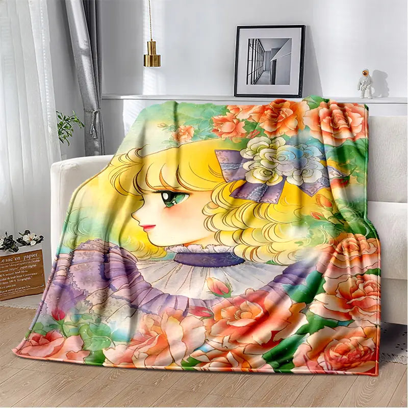 2025 New Style Candy Candy Girl Cartoon Anime Soft Plush Blanket,Flannel Throw Blanket Polyester Blanket for Living Room Bedroom Sofa Kid Gift