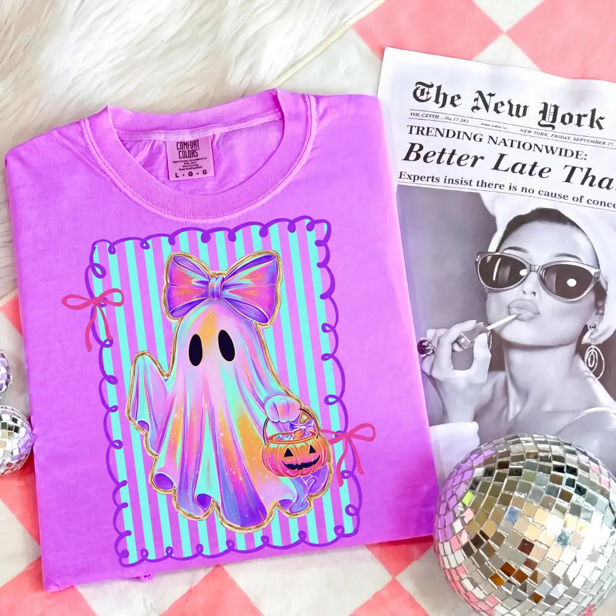 Comfort Colors Preppy Halloween Ghost Cotton Tee Unisex