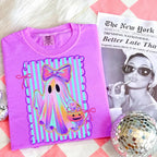 Comfort Colors Preppy Halloween Ghost Shirt, Cute Boo Ghost Coquette Tee, Floral Spooky Season Pumpkin Shirt, Girly Retro Halloween Apparel for Women - View 12