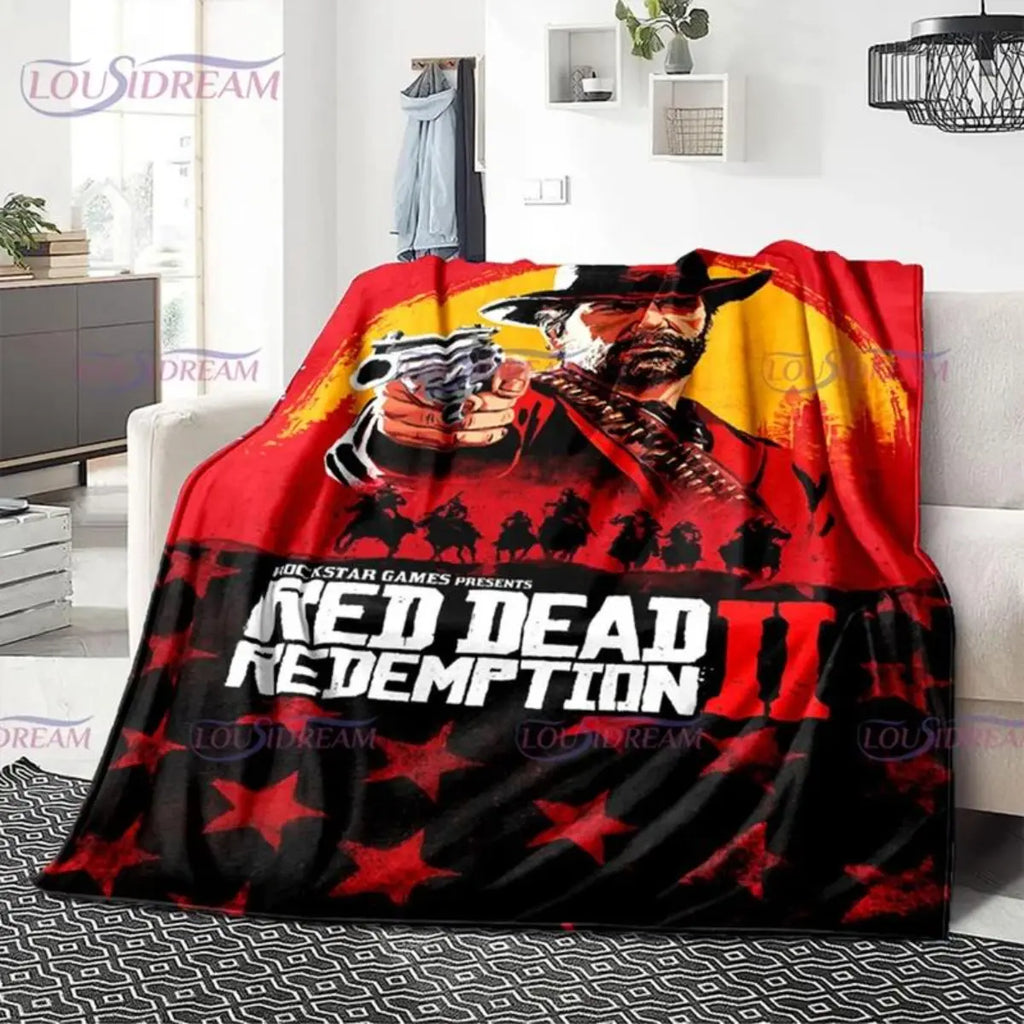 Red Dead Redemption John Marston Flannel Blanket - Premium Flannel Material Game Series Cowboy Characters Throw for Home Bedspread Decoration Mother's Day Valentine's Day Birthday Christmas Gift - View 26