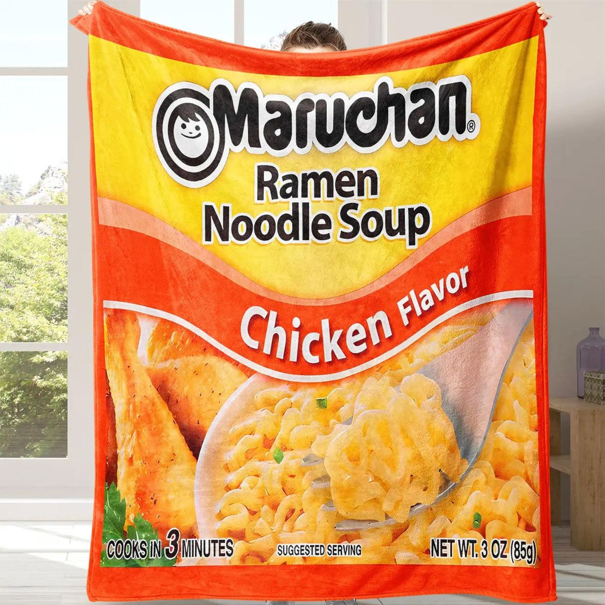 Chicken Noodle Pattern Graphic Throw Blanket, Soft Comfortable Warm Decorative Home Decor for Office, School, Dormitory & Camping #GLOBAL PICKS - View 4