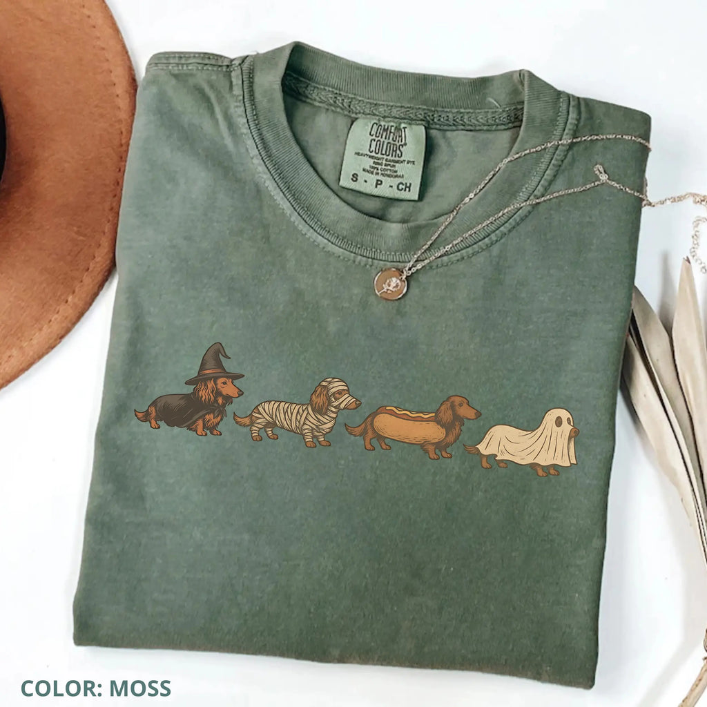 Halloween Wiener Dog Comfort Colors T-Shirt Cotton