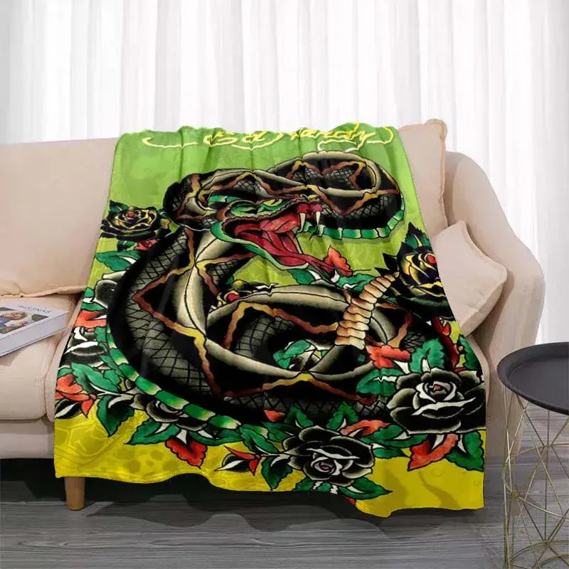 3dED- HARDY Tattoo Tiger Skull Blanket Living Room Bedroom Sofa Soft and Comfortable Warm Blanket Office Leisure Blanket - View 8
