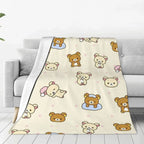 Rilakkuma Cartoon Flannel Blanket Warm Throw Blanket for Home Decor Airplane Travel Novelty Bedspread Sofa Bed Cover - View 2
