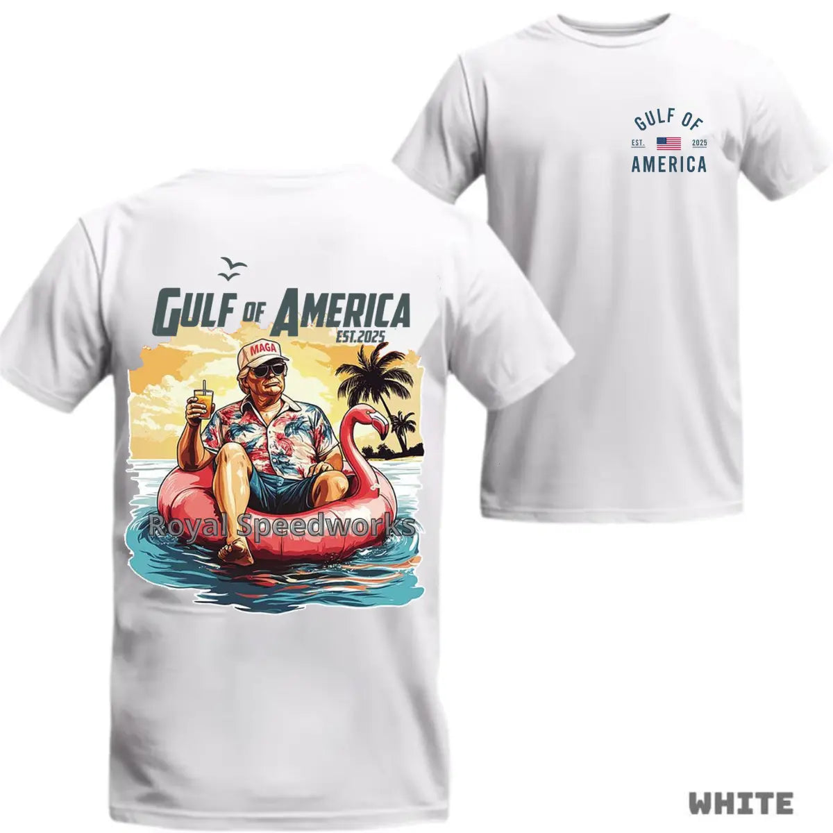 [Sale Up To 55%] Trump Gulf of America EST.2025 T-Shirt, Patriotic Beach Float Graphic Tee, Funny Summer 4th of July Shirt for Men & Women