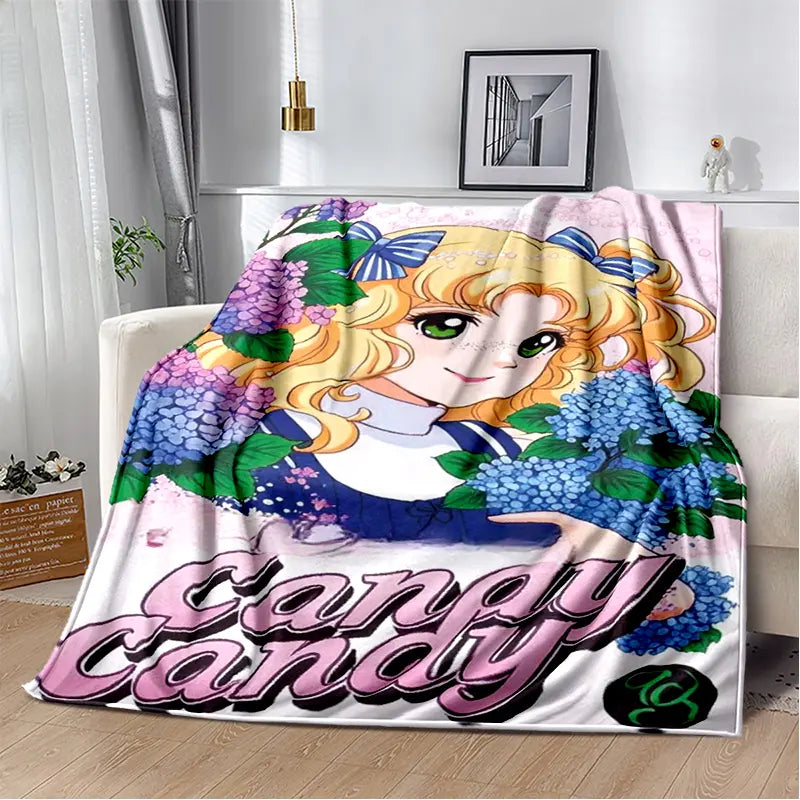 2025 New Style Candy Candy Girl Cartoon Anime Soft Plush Blanket,Flannel Throw Blanket Polyester Blanket for Living Room Bedroom Sofa Kid Gift - View 6