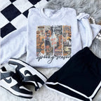 Spooky Season Collage Sweatshirt, Ash Grey